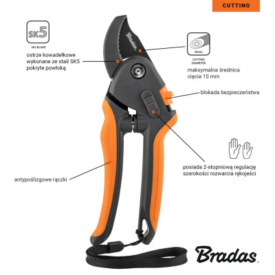 Секатор с регулируемой ручкой Bradas V-Series (KT-V1049)