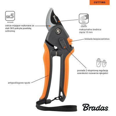 Секатор с регулируемой ручкой Bradas V-Series (KT-V1048)