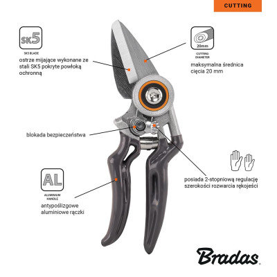 Секатор с обводным лезвием Bradas V-Series (KT-V1042)
