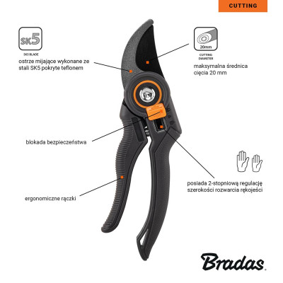 Секатор с обводным лезвием Bradas V-Series (KT-V1029) Секатор с обводным лезвием Bradas V-Series (KT-V1029)