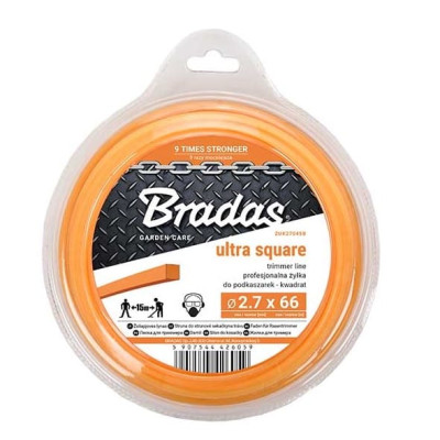 Леска для скашивания BRADAS ULTRA квадратная 2,7ммx66м блистер (ZUK27045B)